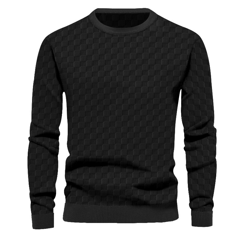 Men's Sweaters Jacquard Checkerboard Casual Bottoming Long-Sleeved Tops