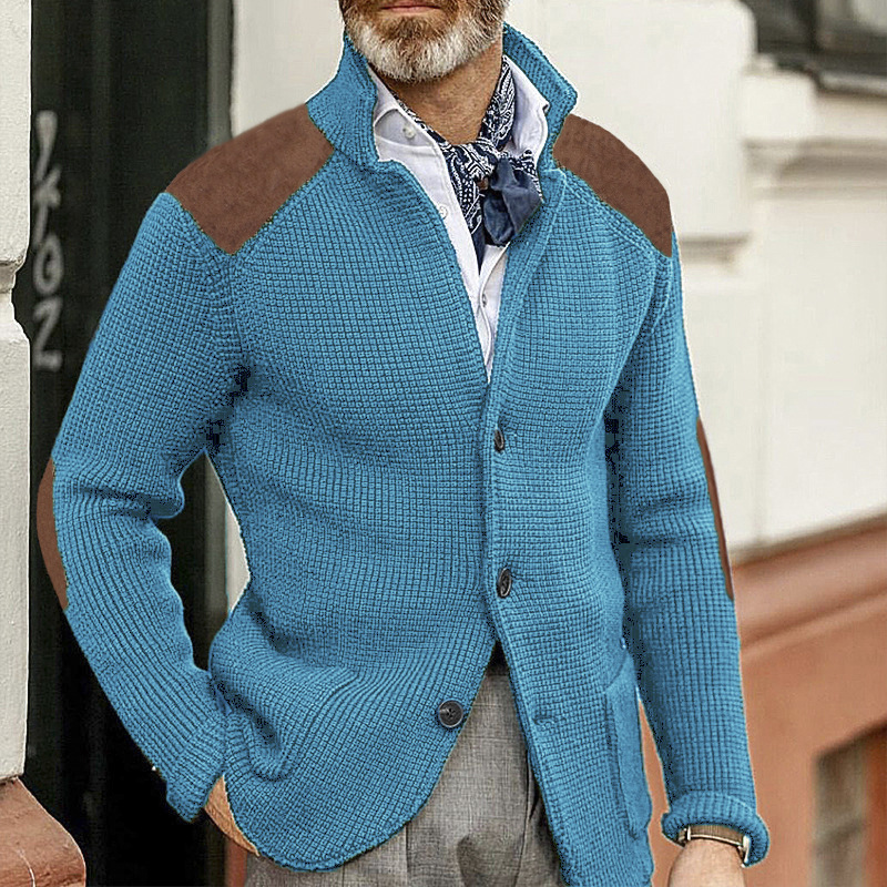 Cow Retro Vintage Knitting Print Men's Outdoor Daily Vacation Cardigan Sweater Knitwear Long Sleeve Turndown Sweaters Blue Brown Green Fall Winter S M L Sweaters