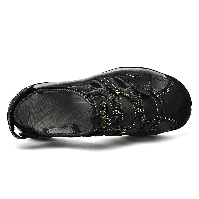 Sinarey  Men's Sandals Arch Support Casual Genuine Leather Summer Outdoor Beach Fisherman Sandals