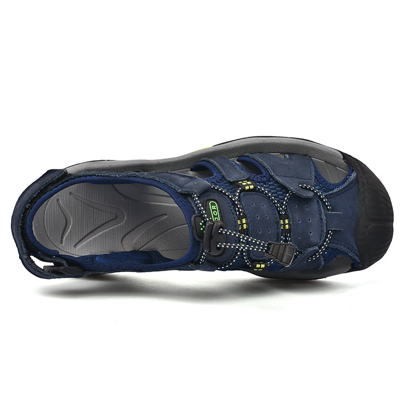 Sinarey  Men's Sandals Arch Support Casual Genuine Leather Summer Outdoor Beach Fisherman Sandals