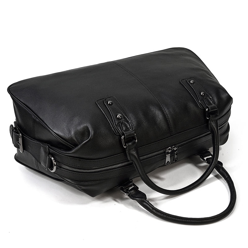 black Black Leather Holdall