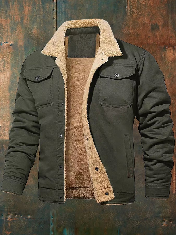 Men's retro western winter fleece jacket