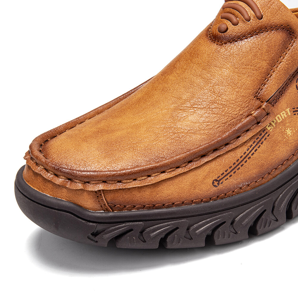 Mens Comfort Slip on Leather Casual Outdoor Walking Shoes