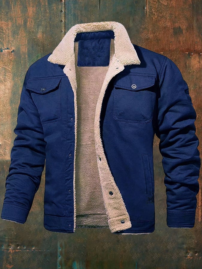 Men's retro western winter fleece jacket