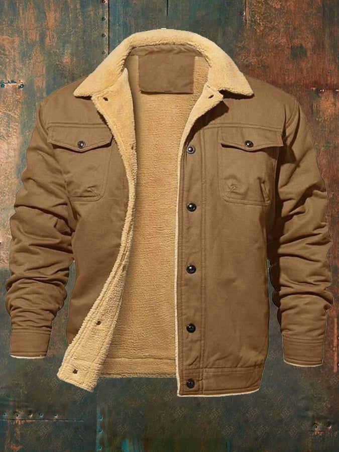 Men's retro western winter fleece jacket