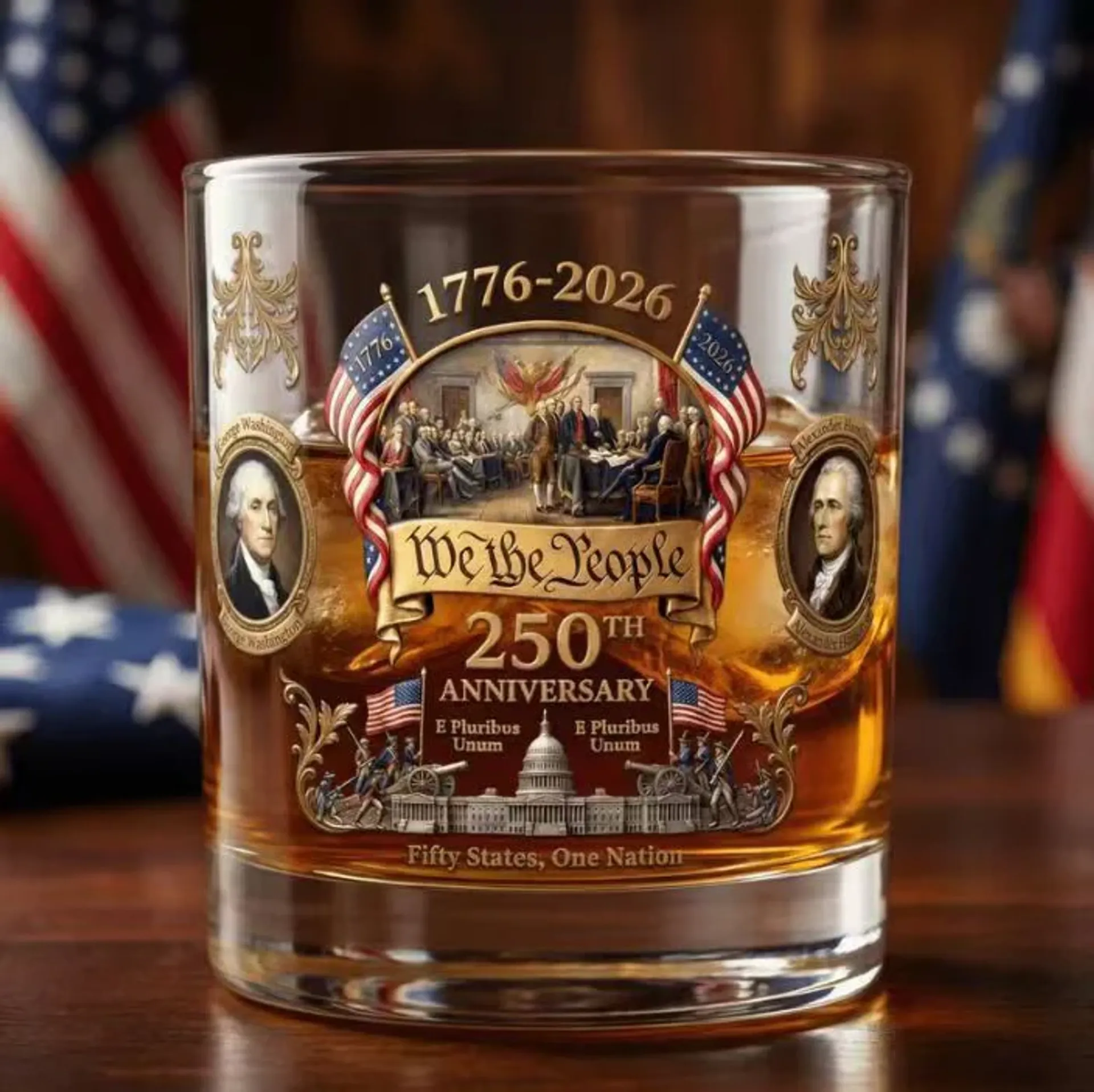 Limited Edition 2026 USA 250th Anniversary Commemorative Glass – 1776-2026 Heritage Edition