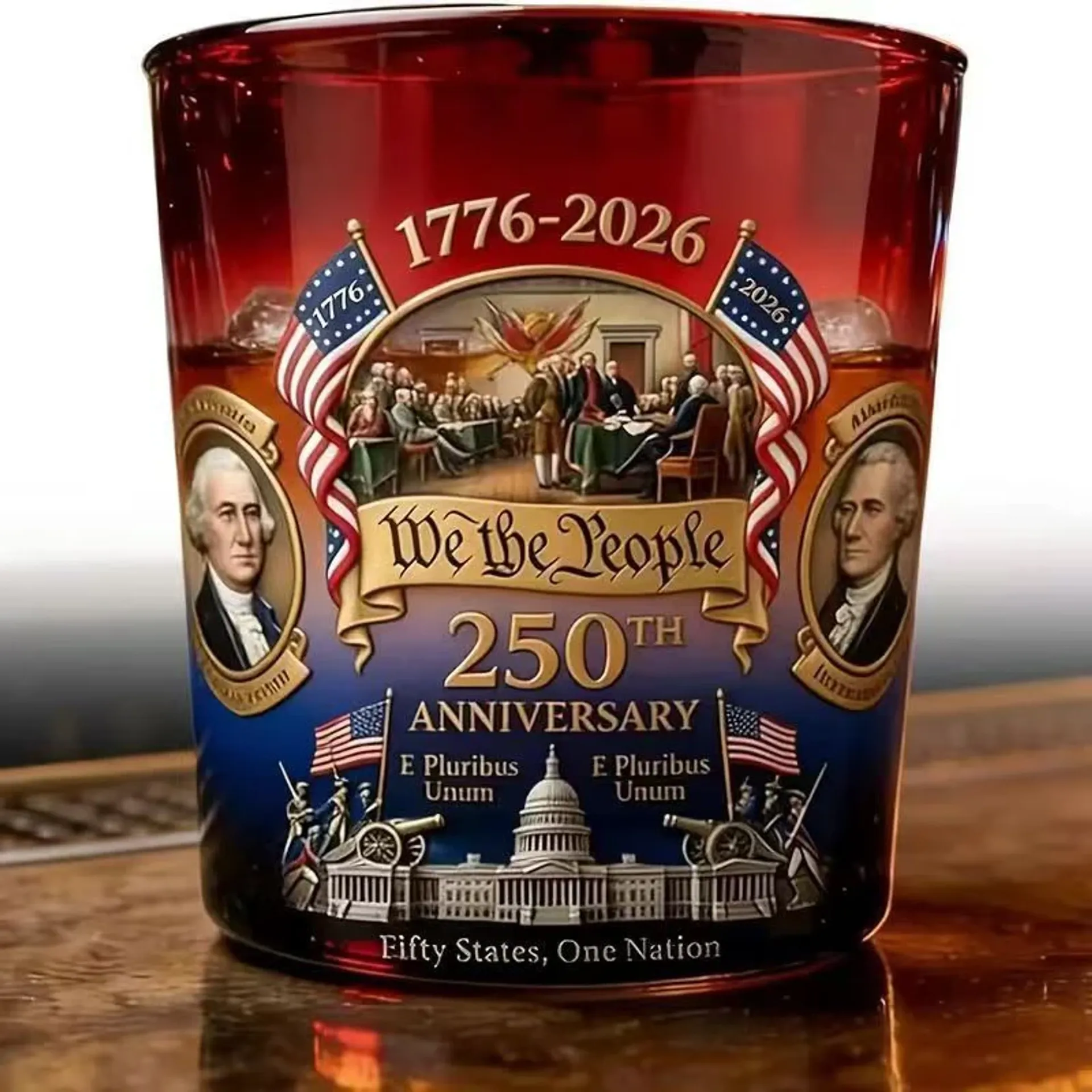 Limited Edition 2026 USA 250th Anniversary Commemorative Glass – 1776-2026 Heritage Edition