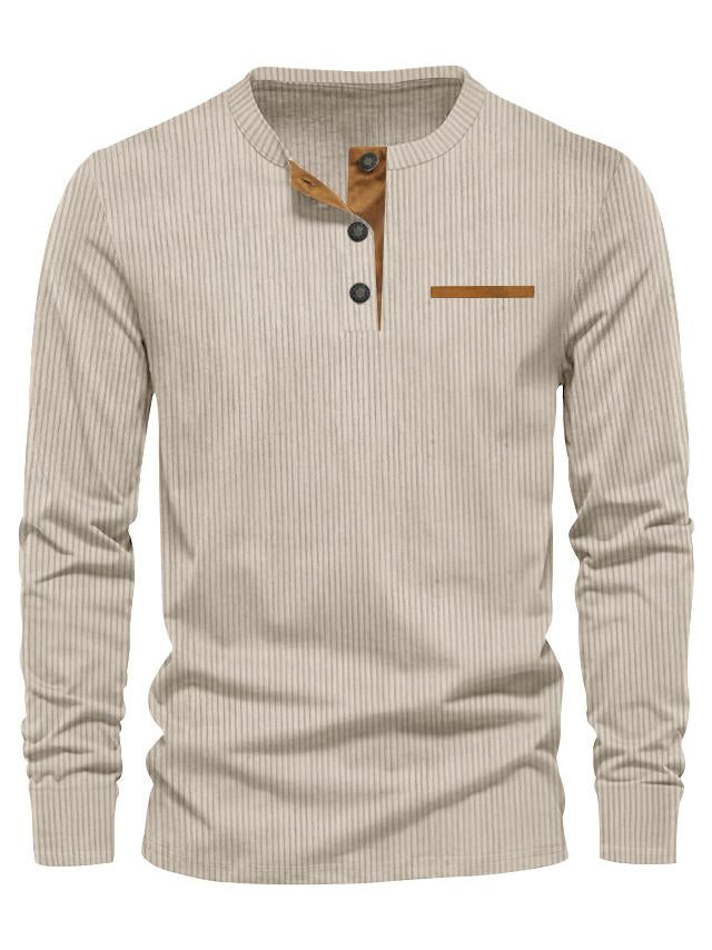 Christmas 60% OFF-Men's Casual Corduroy Long Sleeve Button Down Henley