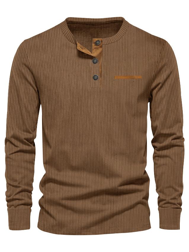 Christmas 60% OFF-Men's Casual Corduroy Long Sleeve Button Down Henley