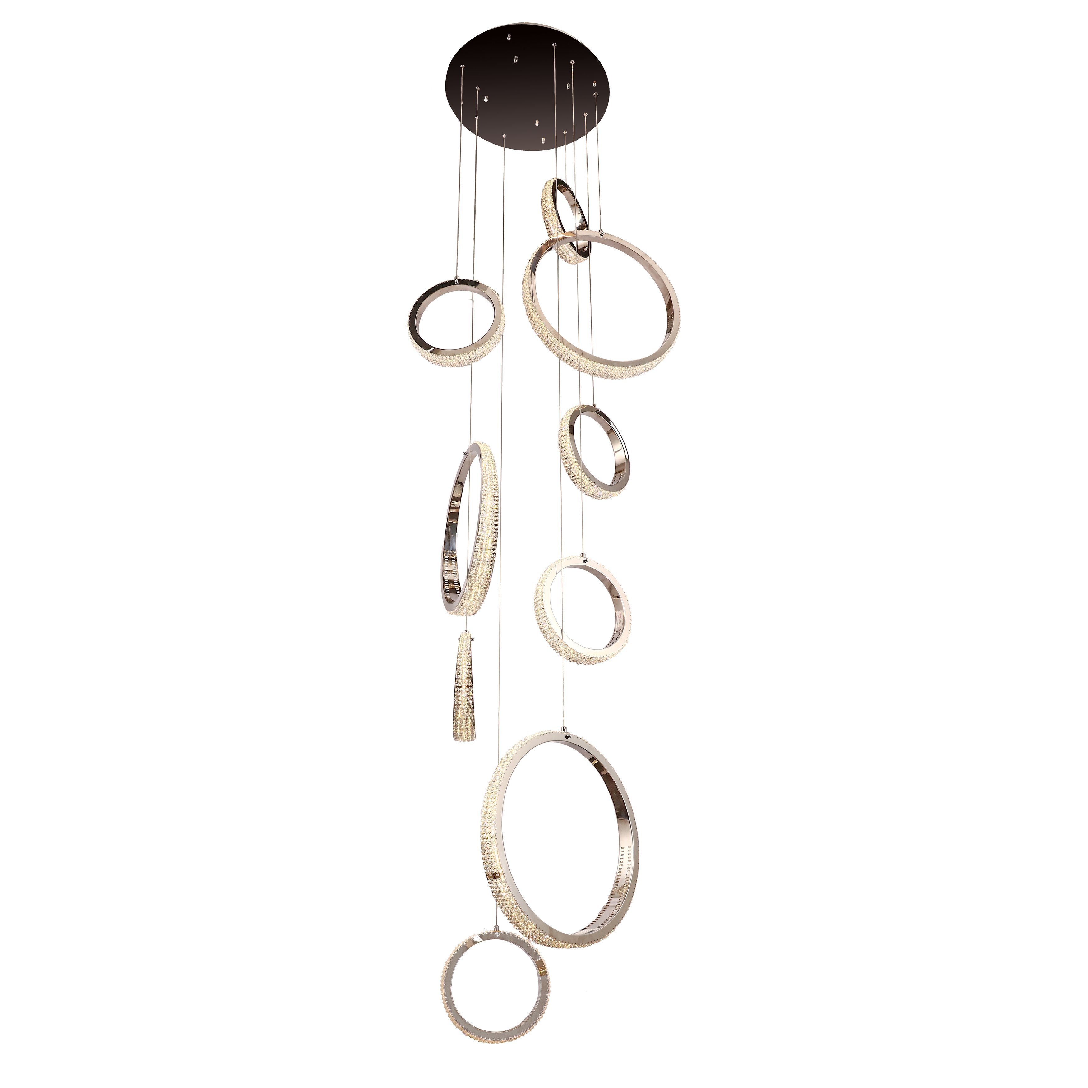 Anna Crystal Rings Foyer Pendant Chandelier in glass