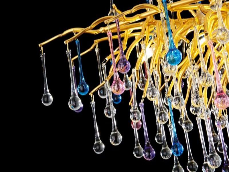 Lara Colorful Crystal Dining Branch Chandelier detail view