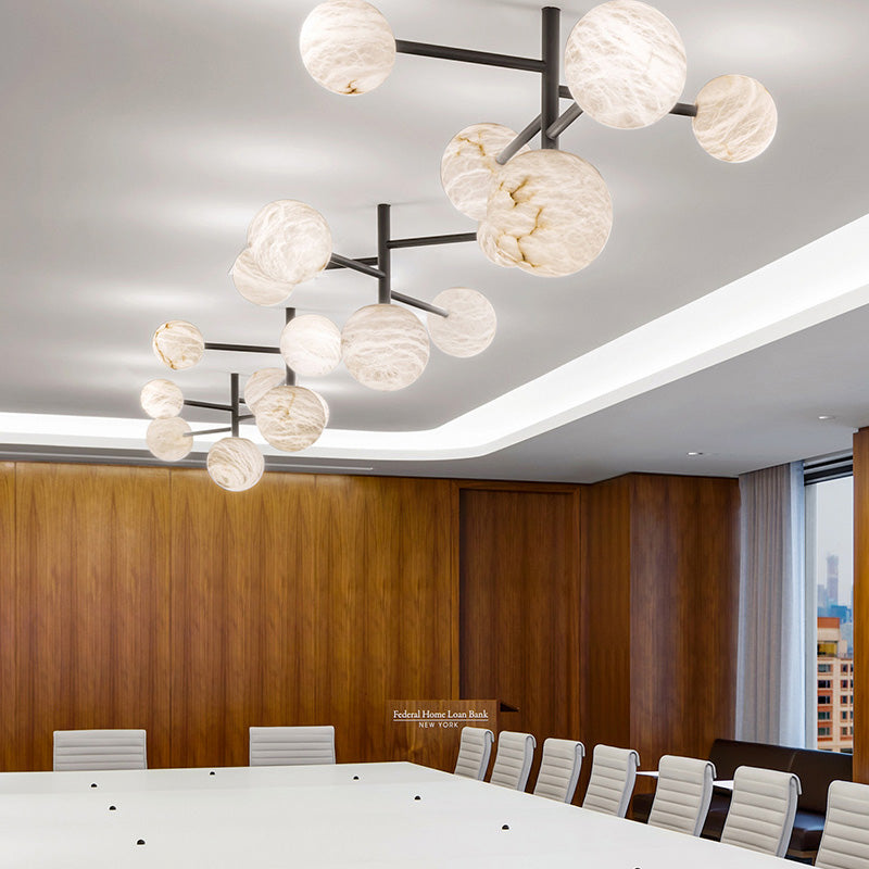 Evelyn Sphere Delight - Modern Artistic Alabaster Pendant Light front view