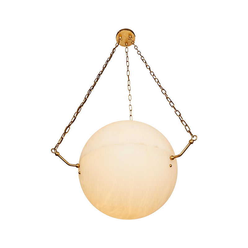 Alabaster Sphere Suspension Lamp, Pendant Kitchen Island Lamp angled view