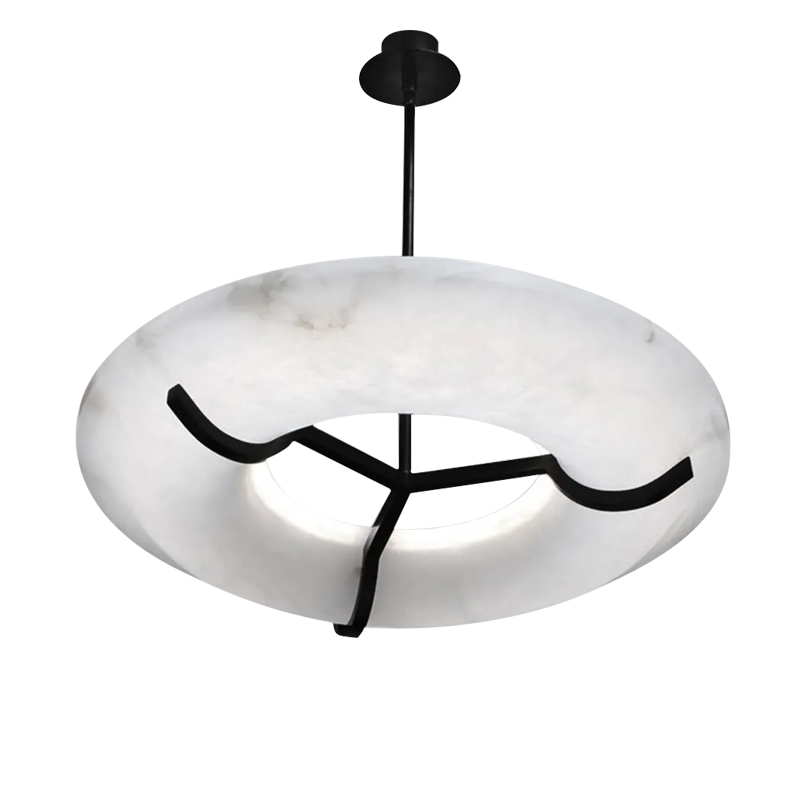 Round Alabaster Dining Room Chandelier angled view