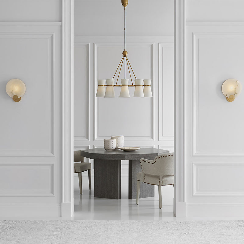 Round Alabaster Modern Living Room Sconce front view