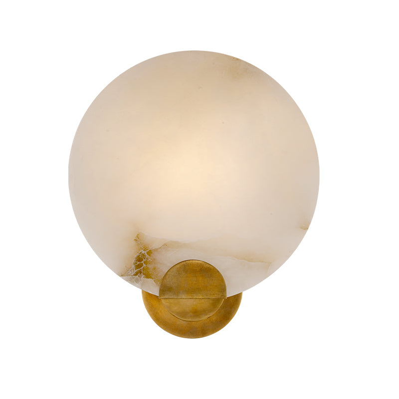 Round Alabaster Modern Living Room Sconce angled view