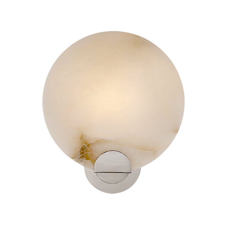 Round Alabaster Modern Living Room Sconce detail view