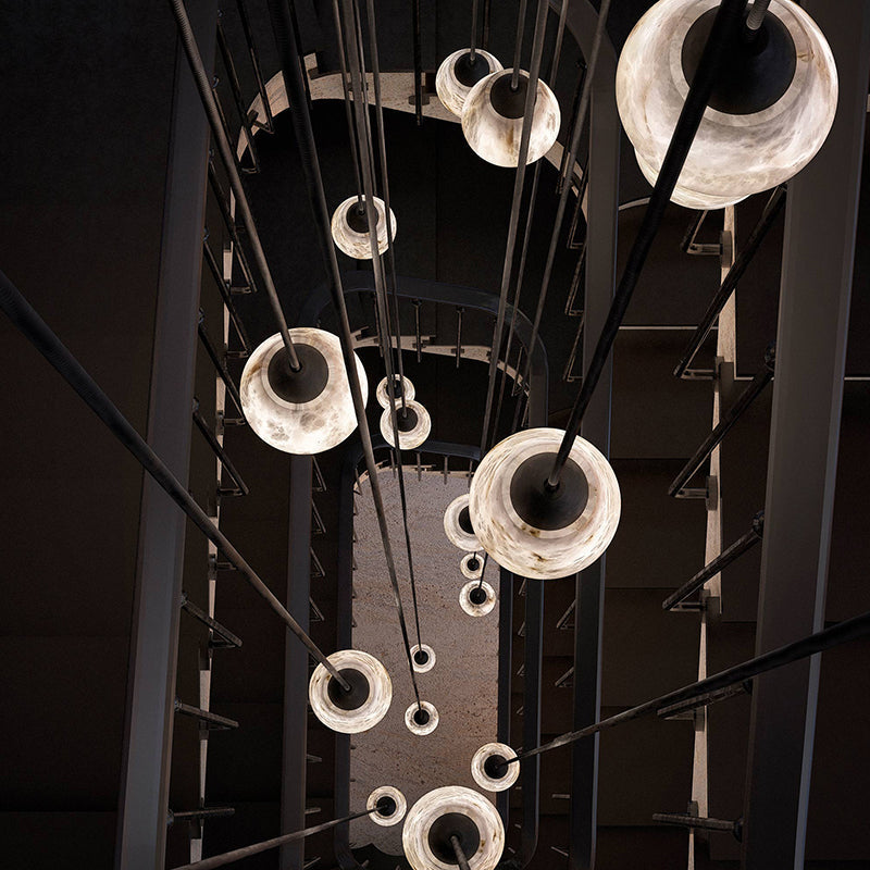 Alabaster Pendant Lighting Over Dining Table - detail 8