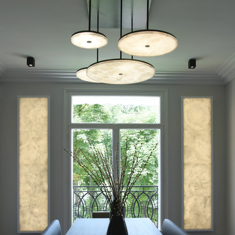 Seraphina Luxurious Contemporary Alabaster Pendant Light for Living and Dining Spaces front view