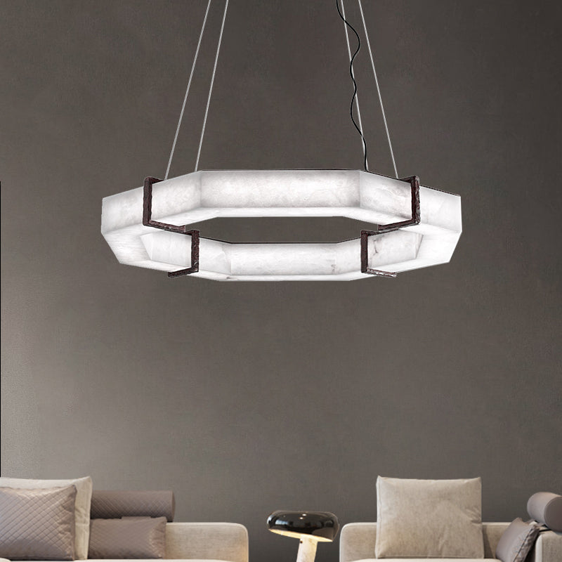 Alabaster Living Room Chandelier angled view
