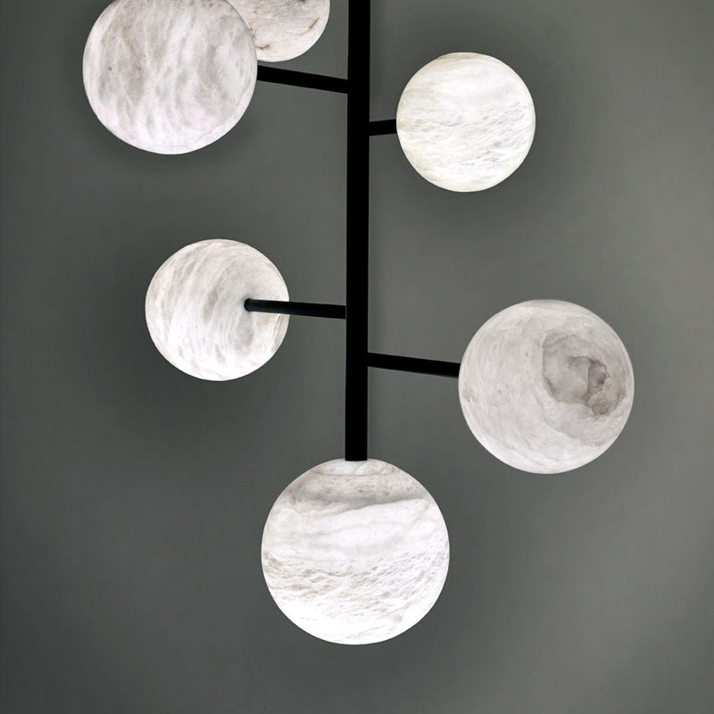 Evelyn Sphere Delight - Modern Artistic Alabaster Pendant Light angled view
