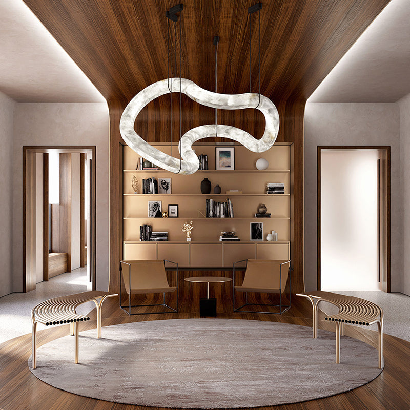 Oslo Infinity Symmetrical Entryway Alabaster Pendant Light front view