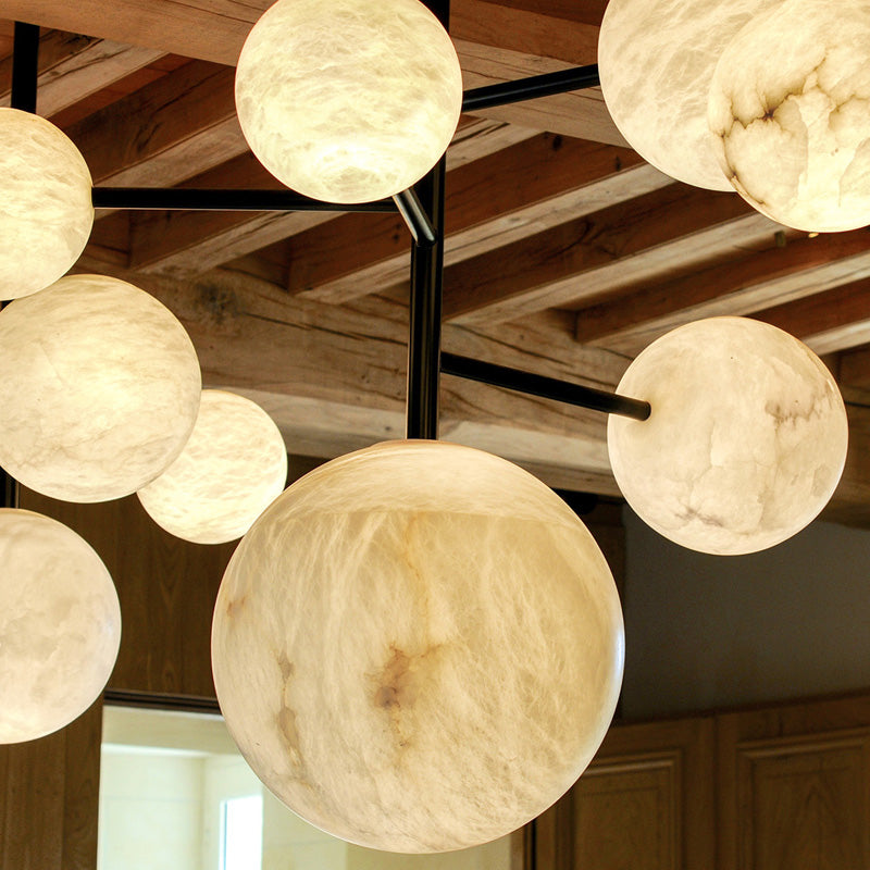 Evelyn Sphere Delight - Modern Artistic Alabaster Pendant Light detail view