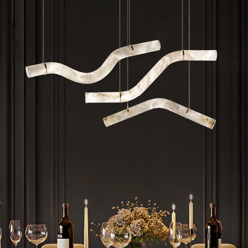 Luna's Simplicity - Modern Minimalist Alabaster Dining Room Pendant Light main view