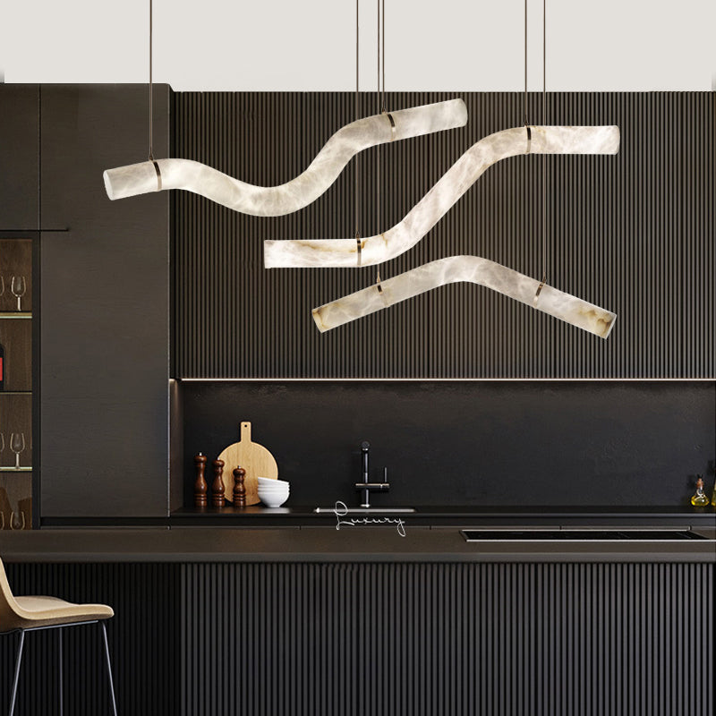 Luna's Simplicity - Modern Minimalist Alabaster Dining Room Pendant Light detail view