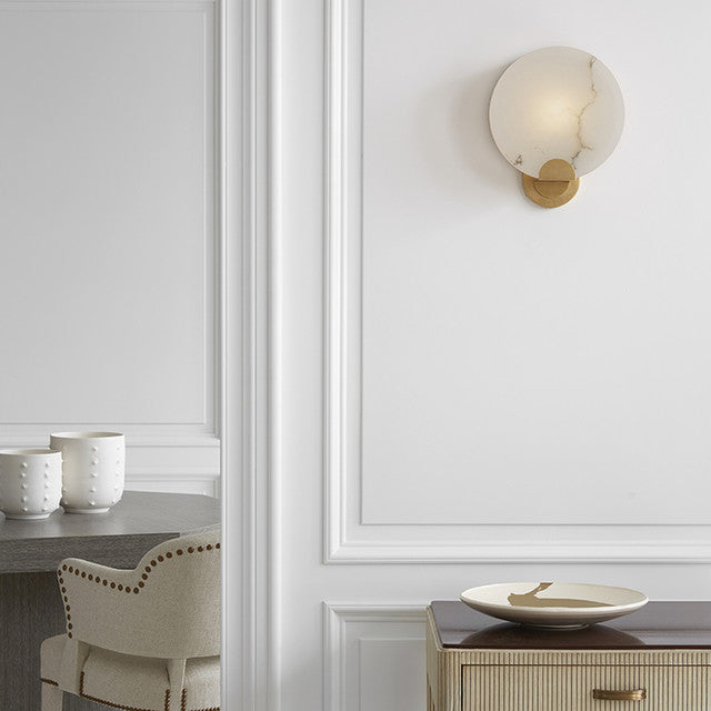 Round Alabaster Modern Living Room Sconce main view