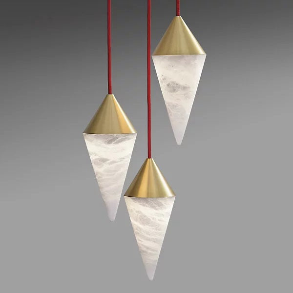 Serena Alabaster Contemporary Alabaster Cone Chandelier angled view