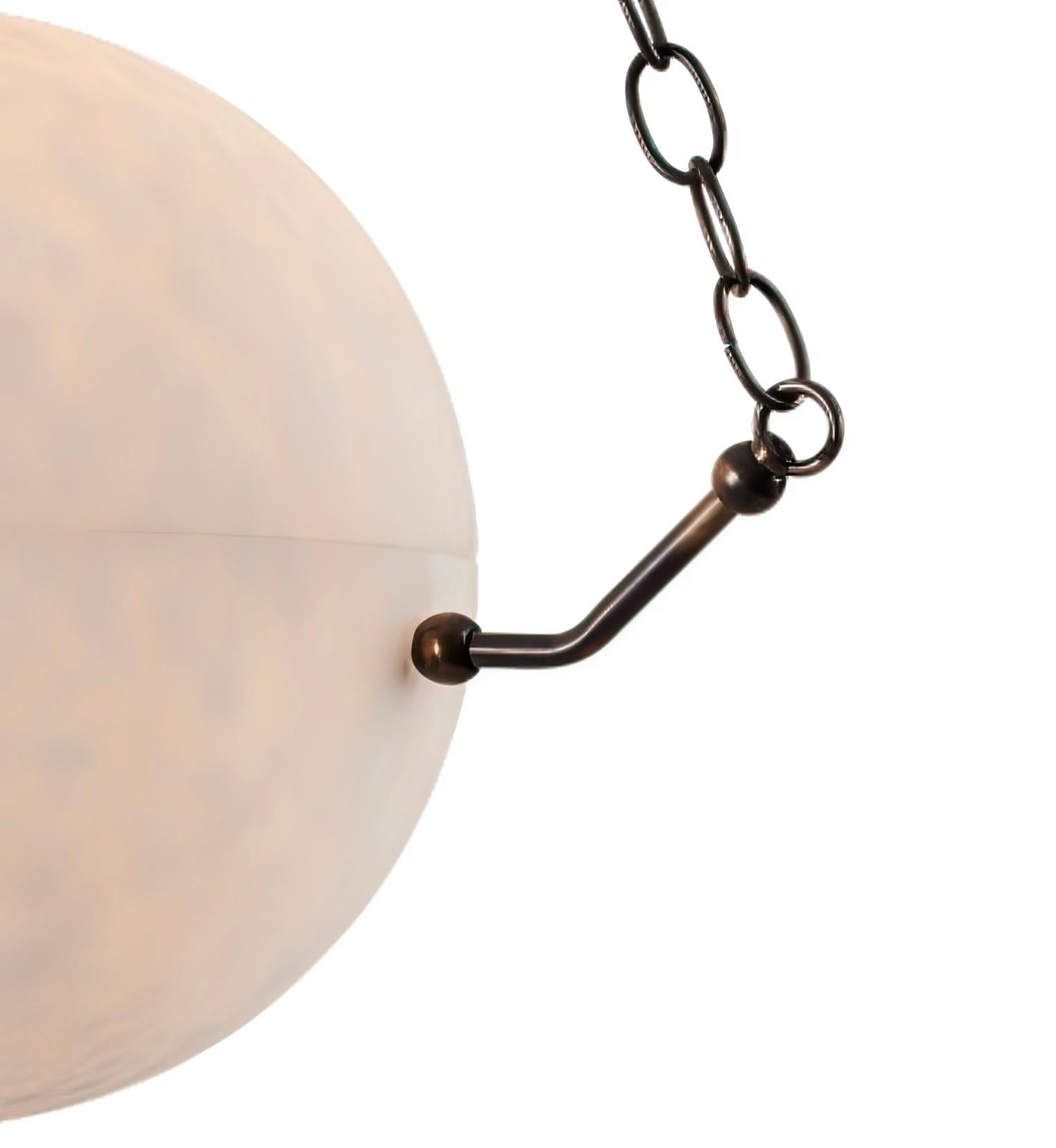 Alabaster Sphere Suspension Lamp, Pendant Kitchen Island Lamp detail view