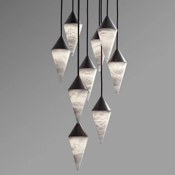 Serena Alabaster Contemporary Alabaster Cone Chandelier detail view