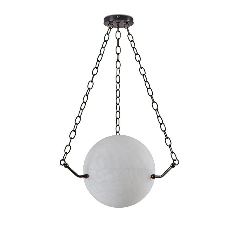 Alabaster Sphere Suspension Lamp, Pendant Kitchen Island Lamp detail view