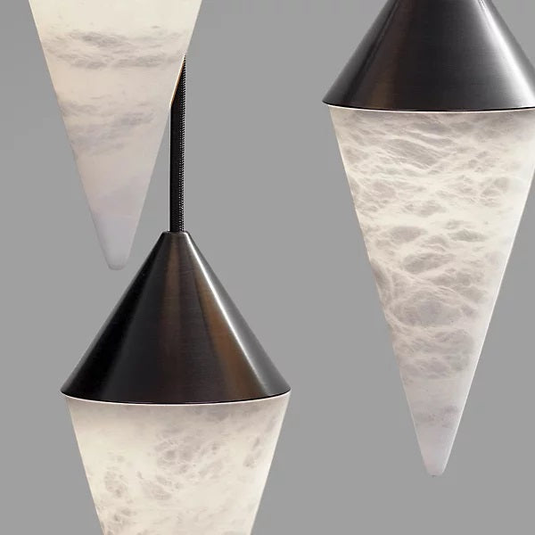 Serena Alabaster Contemporary Alabaster Cone Chandelier detail view