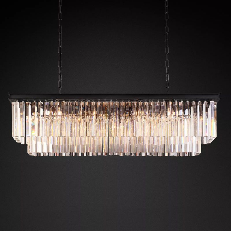 1920S Odeon Rectangular Chandelier 49 inch front view