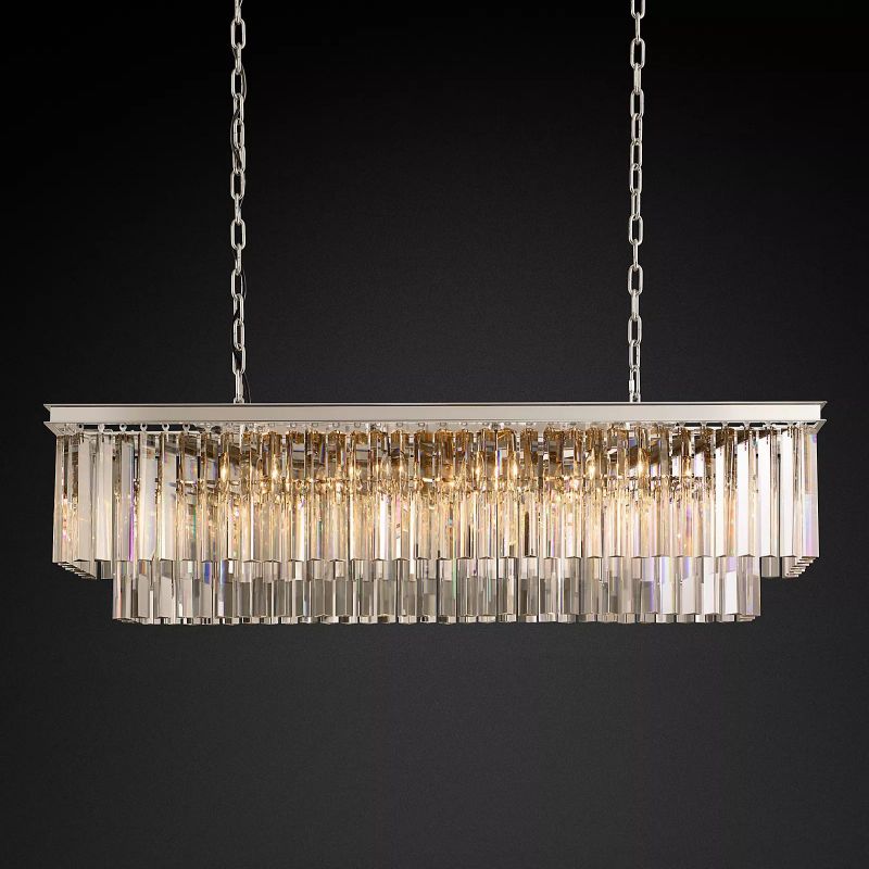 1920S Odeon Rectangular Chandelier 49 inch angled view