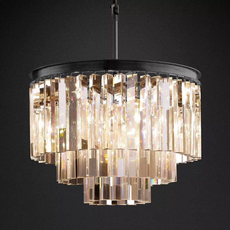 1920S Odeon Round Chandelier 20 inch front view