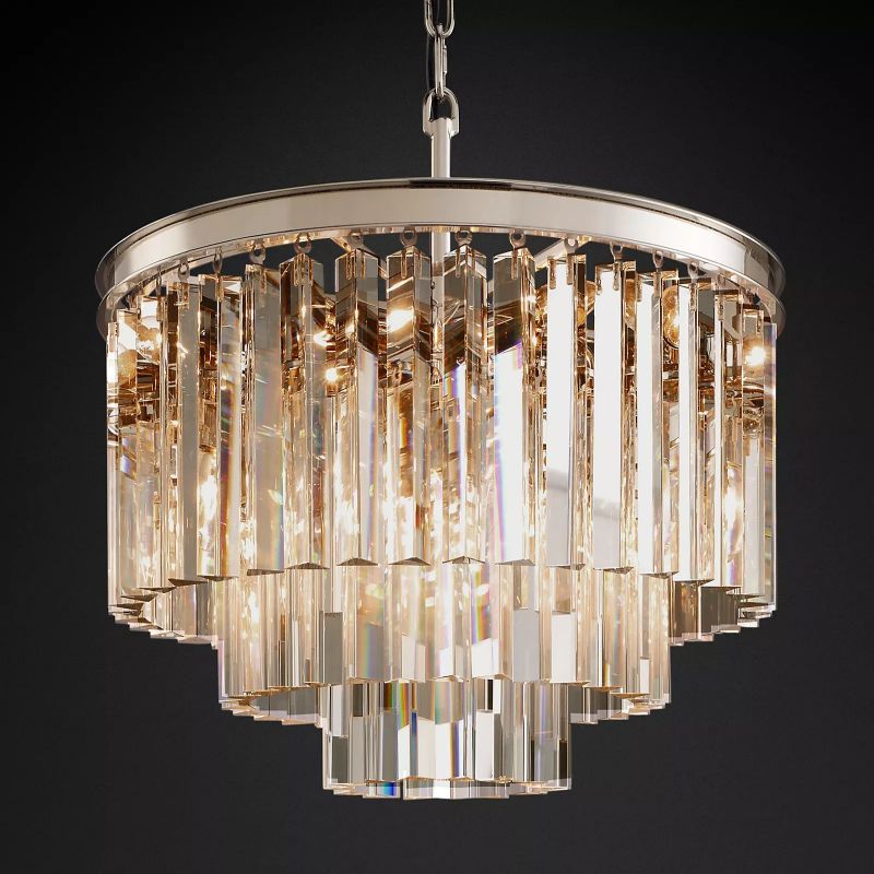 1920S Odeon Round Chandelier 20 inch angled view