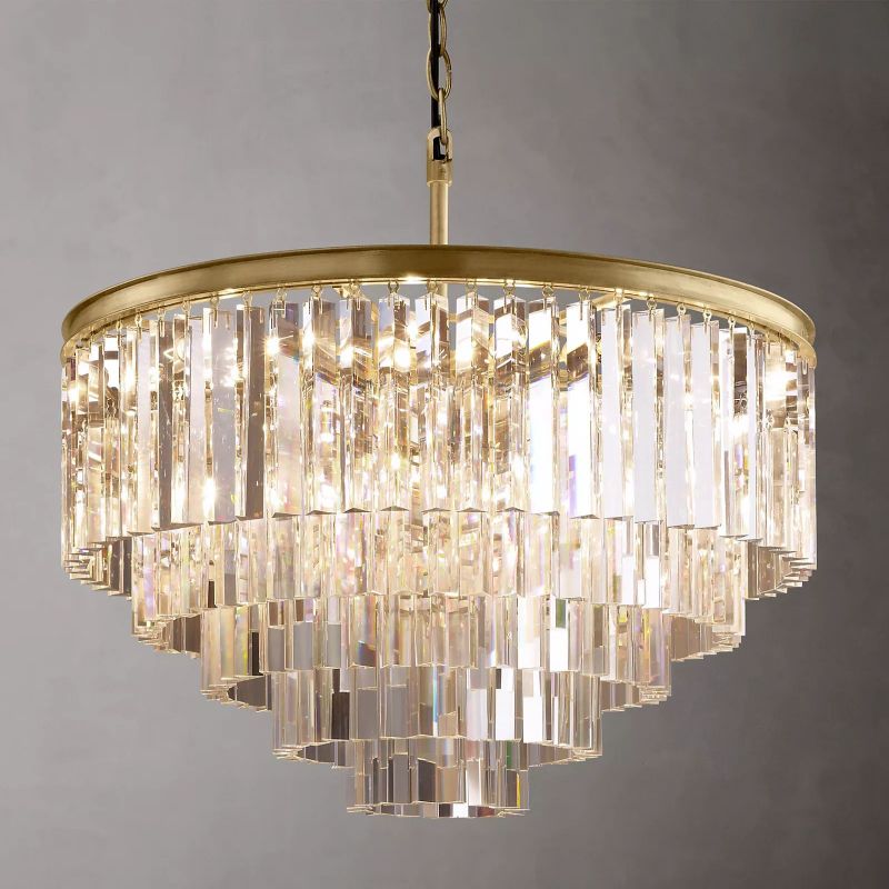 1920S Odeon Round Chandelier 32 inch front view