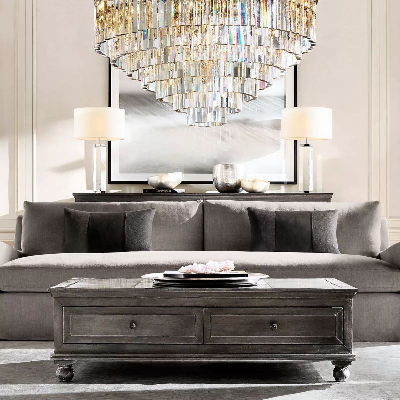 1920S Odeon Round Chandelier 44 inch detail view