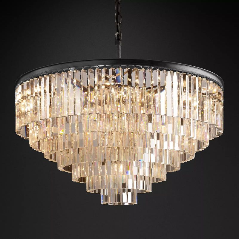 1920S Odeon Round Chandelier 44 inch angled view