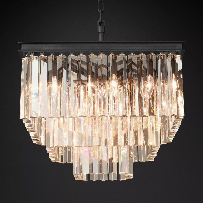 1920S Odeon Square Chandelier 22 inch front view