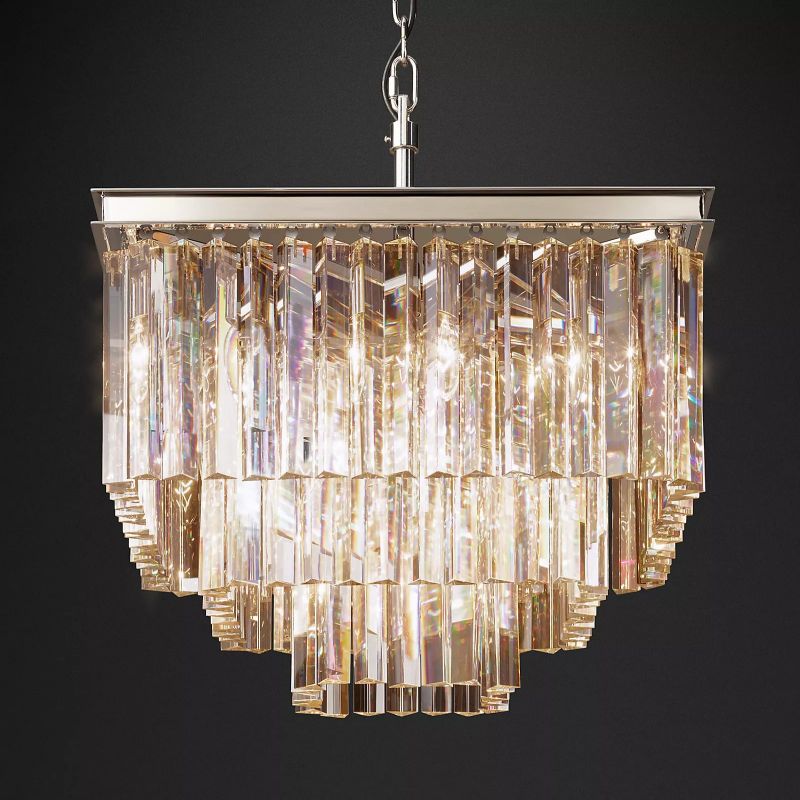 1920S Odeon Square Chandelier 22 inch angled view