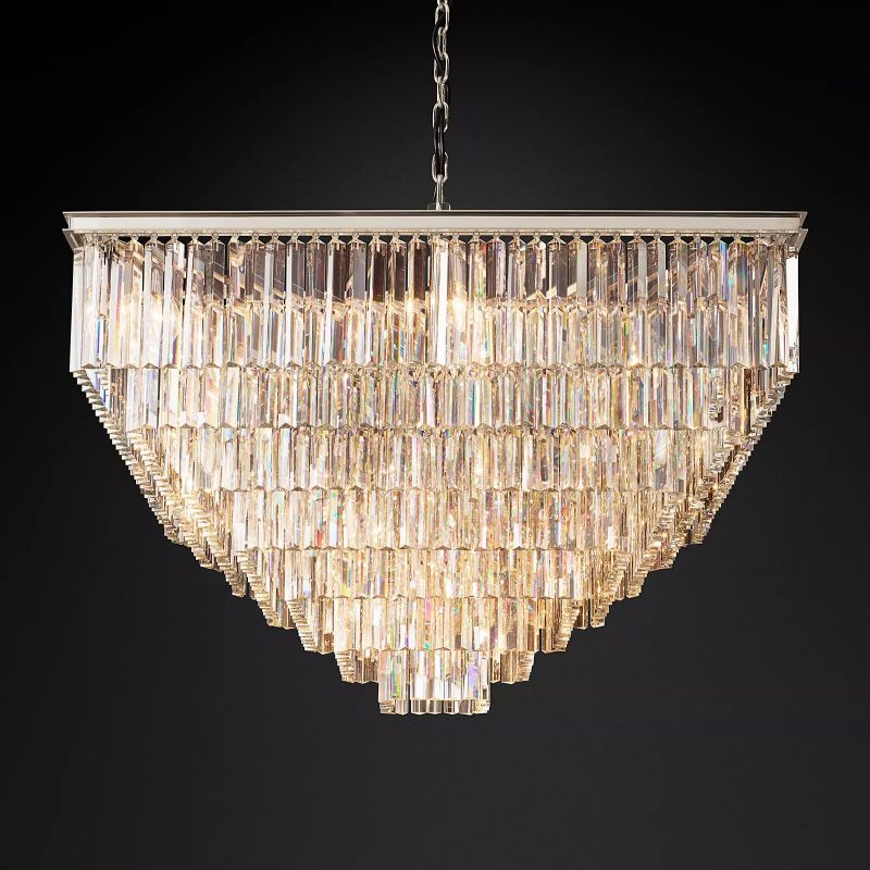 1920S Odeon Square Chandelier 47 inch angled view