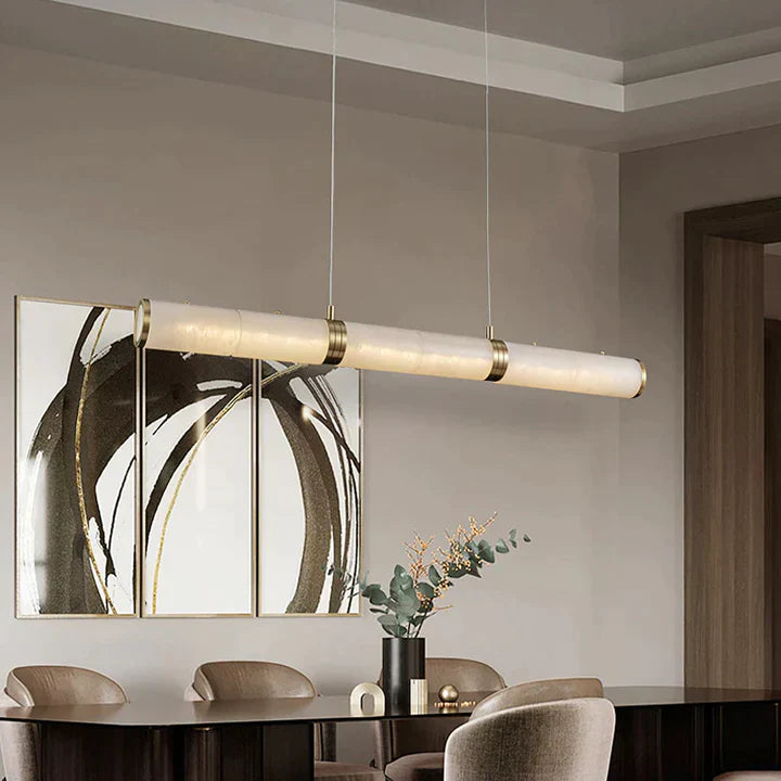 Alabaster Modern Linear Chandelier detail view