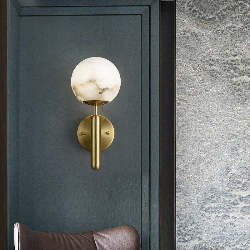 Aurora Alabaster Global Wall Light, Bedroom Wall Light angled view
