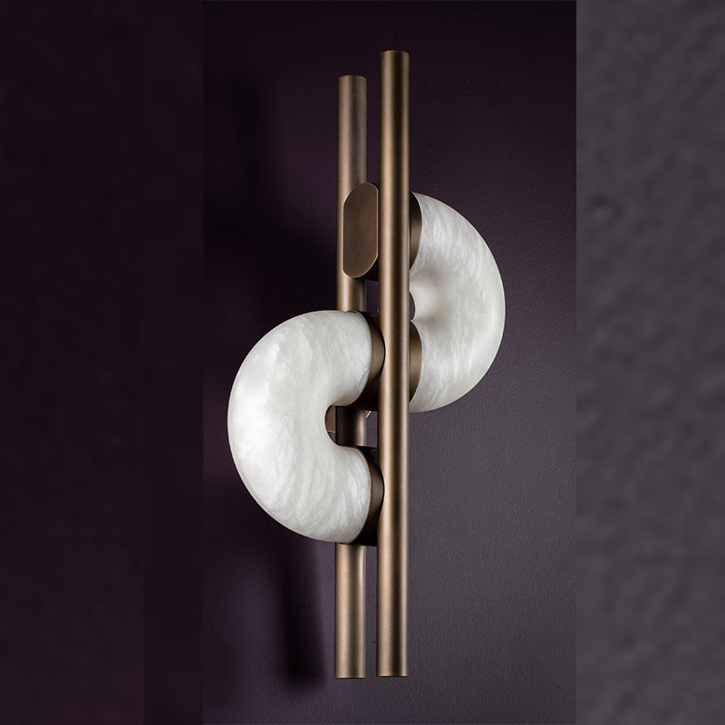 Alabaster Global Wall Light, Bedroom Wall Light front view