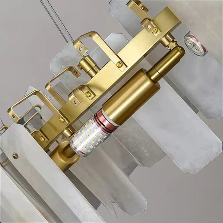 Alabaster Square Sheet Round Chandelier angled view