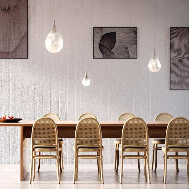 Alabaster Raindrop Pendant Lighting, Dining Table Pendant detail view
